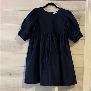 Kika Vargas Navy Blue Babydoll Dress